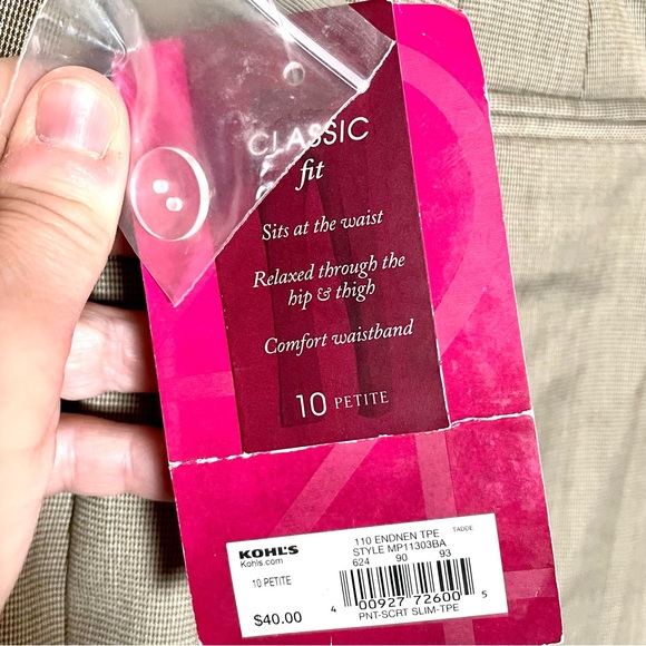 212 Collection Classic Fit Relaxed Women's Trouser's Taupe Size 10 Petite - NWT - Picture 5 of 6